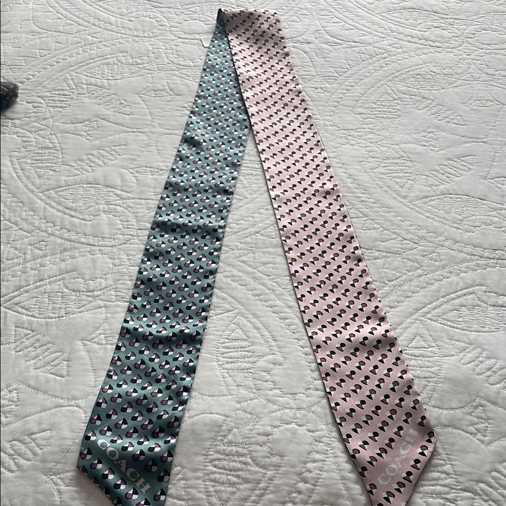 Coach Pink and Teal Silk Twilly